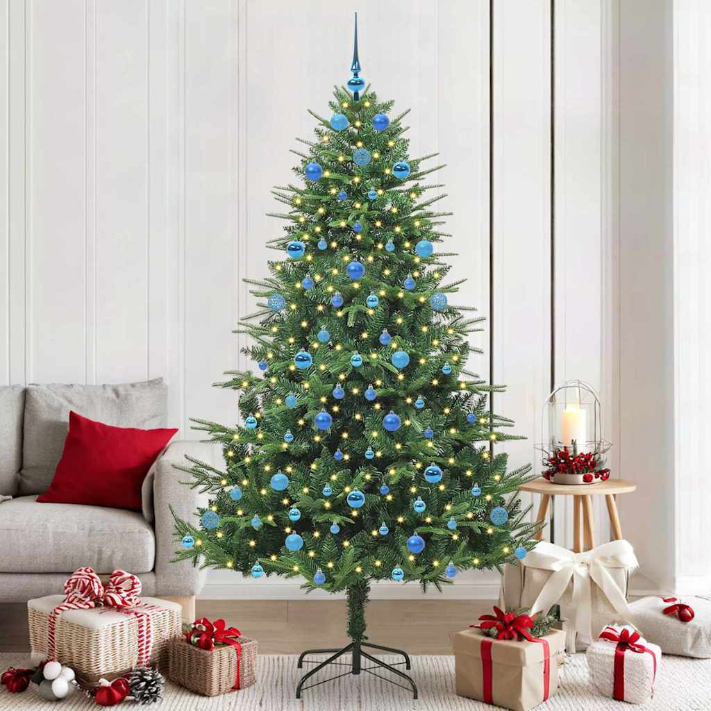 Casă & grădină - Brad de Crăciun artificial pre-luminat cu set de bile Verde