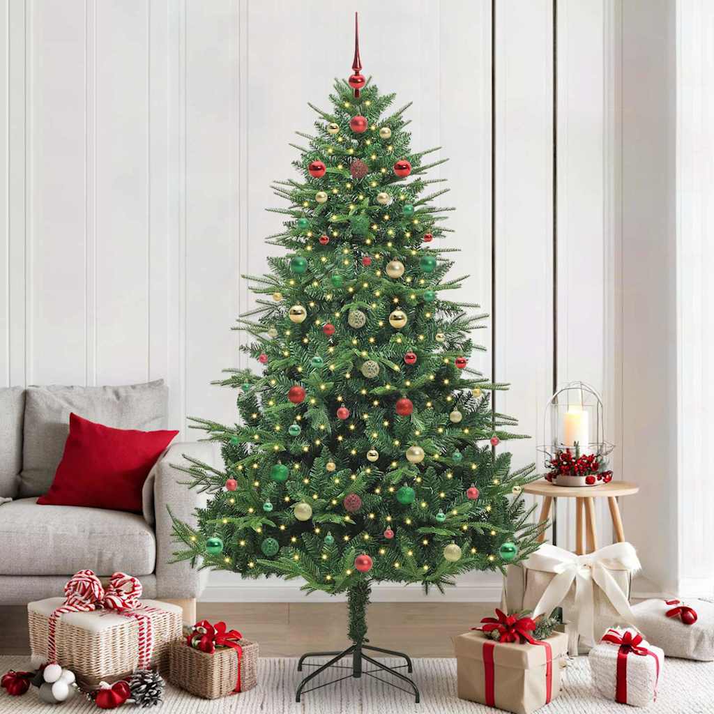 Casă & grădină - Brad de Crăciun artificial pre-luminat cu set de bile Verde