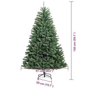 Umělý Skládací Vánoční Strom s stojanem Zelená 150 cm PVC a kov - obrázek 17