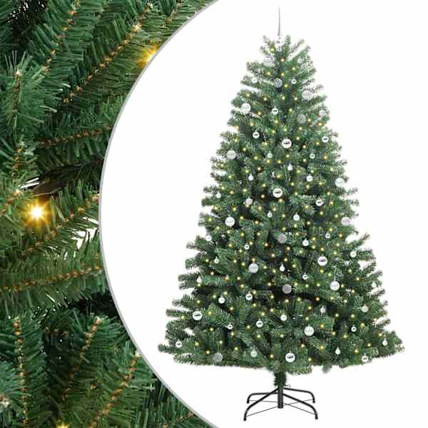 vidaXL Kunstlik kokkupandav j&otilde;ulupuu Roheline 240 cm PVC ja metall