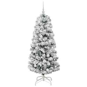 Umělý Skládací Vánoční Strom s stojanem Zelená a bílá 150 cm - obrázek 4