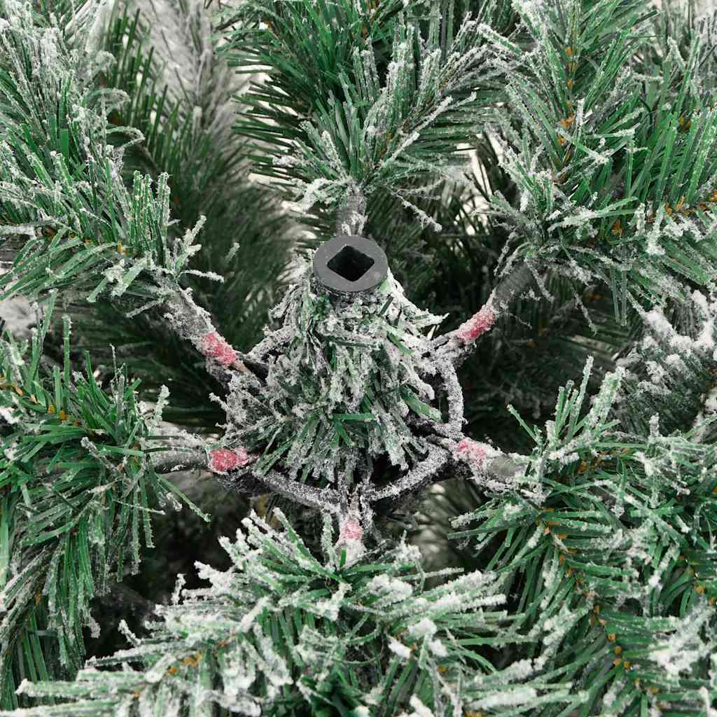 Mākslīgā saliekamā ziemassvētku egle zaļš un balts 240 cm