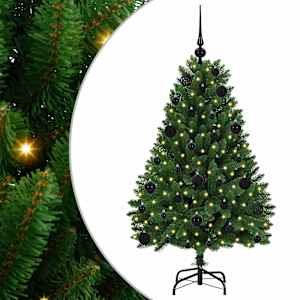 vidaXL Tehisj&otilde;ulupuu 120 cm 150 LED-i Soe valge PVC ja teras Roheline