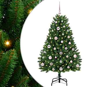 vidaXL Tehisj&otilde;ulupuu tipuehte ja kuulidega 120 cm 150 LED-i Soe valge