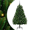 vidaXL Tehisj&otilde;ulupuu 150 cm 150 LED-i Soe valge PVC ja teras Roheline