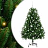 vidaXL Tehisj&otilde;ulupuu 150 cm 150 LED-i Soe valge PVC ja teras Roheline
