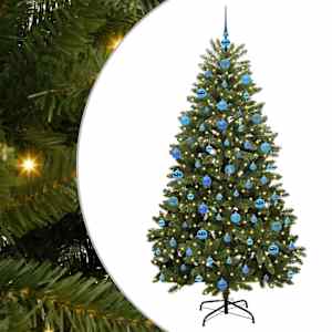 vidaXL Tehisj&otilde;ulupuu 180 cm 300 LED-i Soe valge PVC ja teras Roheline