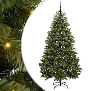 vidaXL Tehisj&otilde;ulupuu 210 cm 300 LED-i Soe valge PVC ja teras Roheline