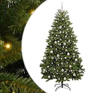 vidaXL Tehisj&otilde;ulupuu 210 cm 300 LED-i Soe valge PVC ja teras Roheline