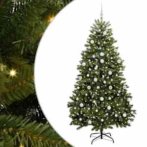 vidaXL Tehisj&otilde;ulupuu 210 cm 300 LED-i Soe valge PVC ja teras Roheline
