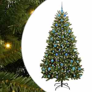 vidaXL Tehisj&otilde;ulupuu 210 cm 300 LED-i Soe valge PVC ja teras Roheline