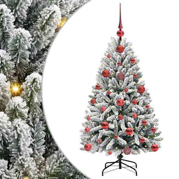 vidaXL Tehisj&otilde;ulupuu 120 cm 150 LED-i Soe valge PVC ja teras