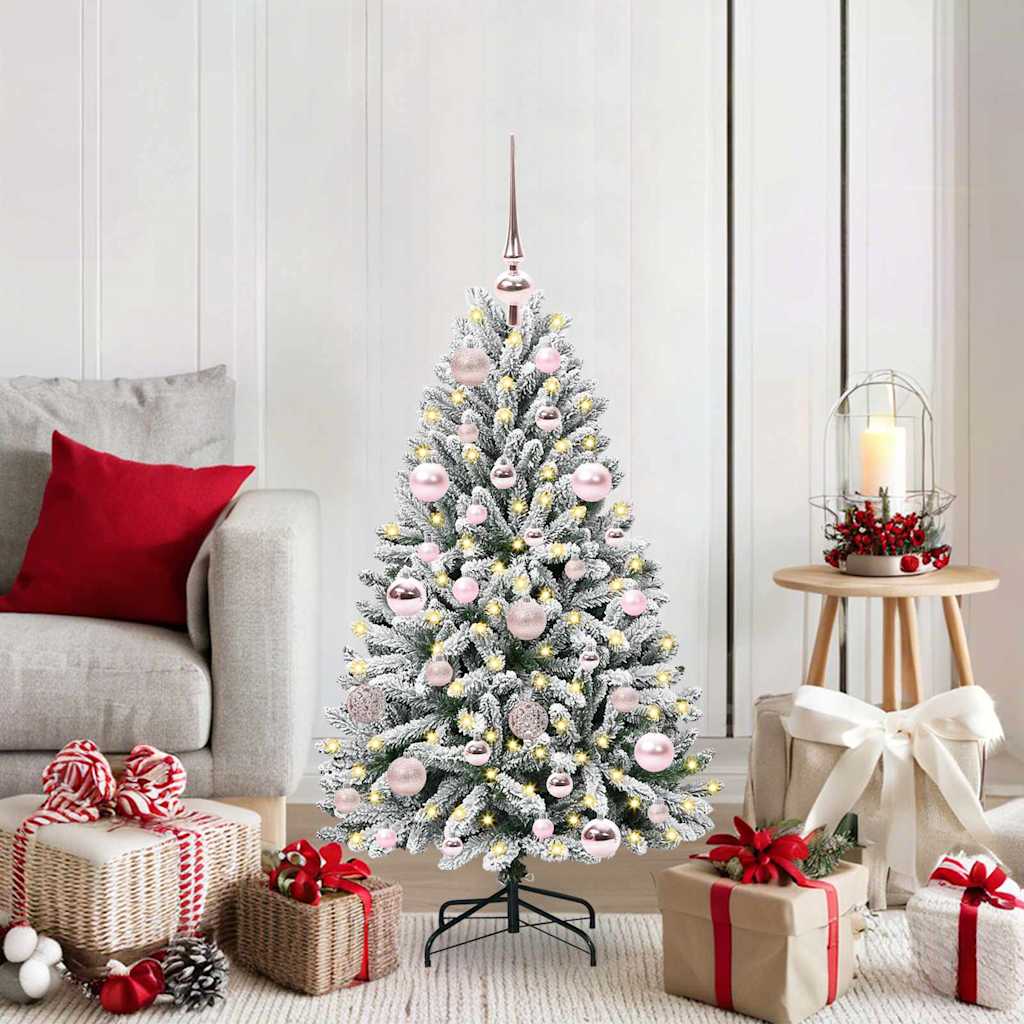 Sapin de Noël artificiel Vert et blanc 120 cm PVC et métal