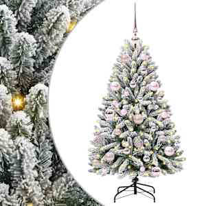 vidaXL Tehisj&otilde;ulupuu 120 cm 150 LED-i Soe valge PVC ja teras