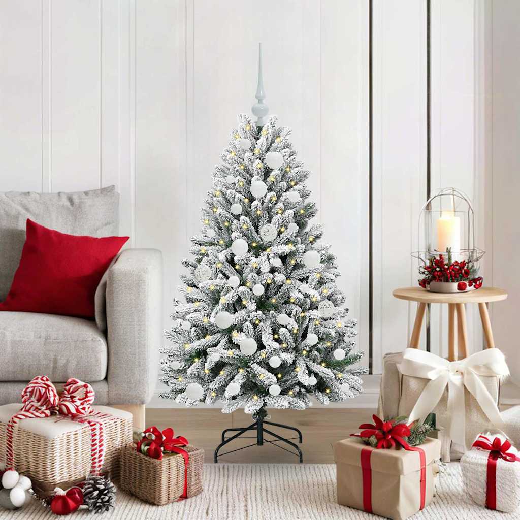 Sapin de Noël artificiel Vert et blanc 120 cm PVC et métal