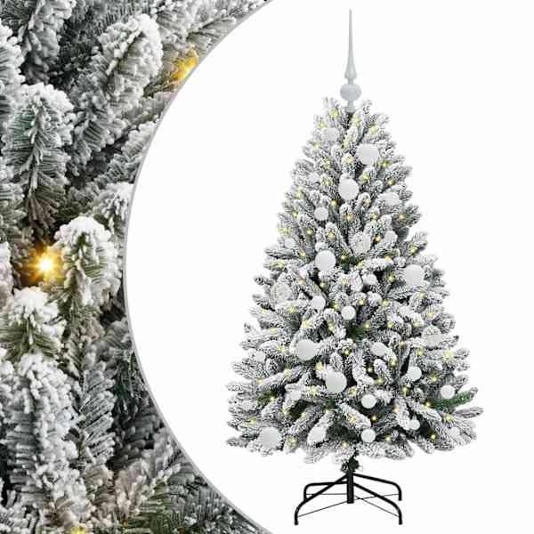 vidaXL Tehisj&otilde;ulupuu 120 cm 150 LED-i Soe valge PVC ja teras