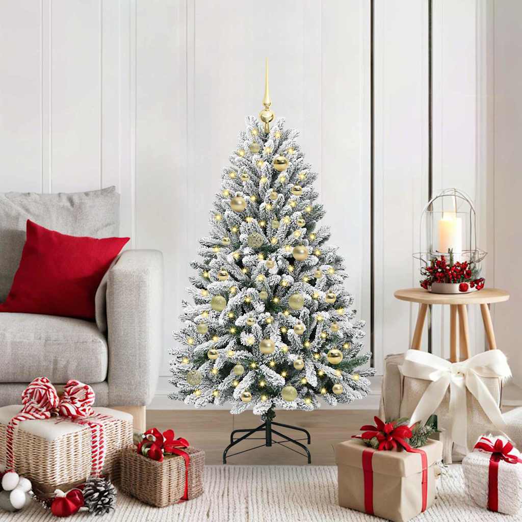 Sapin de Noël artificiel Vert et blanc 120 cm PVC et métal