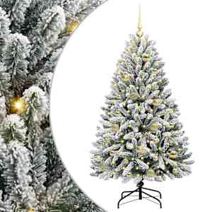 vidaXL Tehisj&otilde;ulupuu 120 cm 150 LED-i Soe valge PVC ja teras