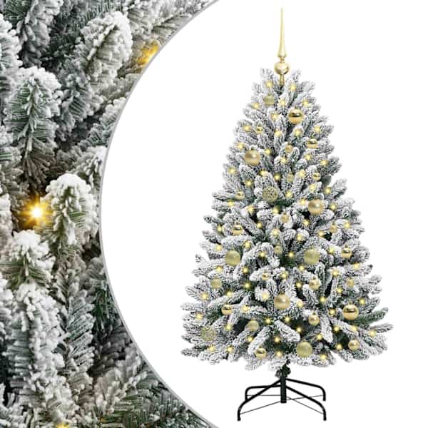 vidaXL Tehisj&otilde;ulupuu 120 cm 150 LED-i Soe valge PVC ja teras