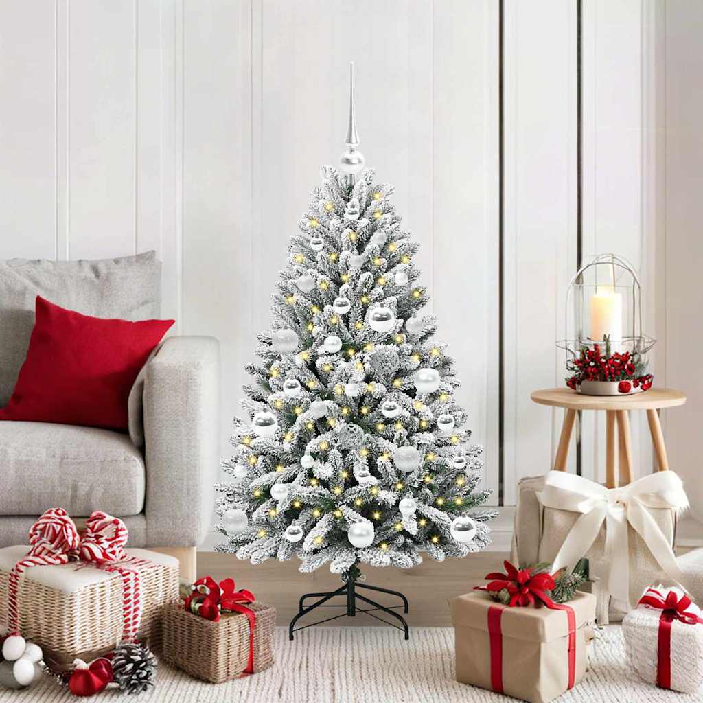 Sapin de Noël artificiel Vert et blanc 120 cm PVC et métal