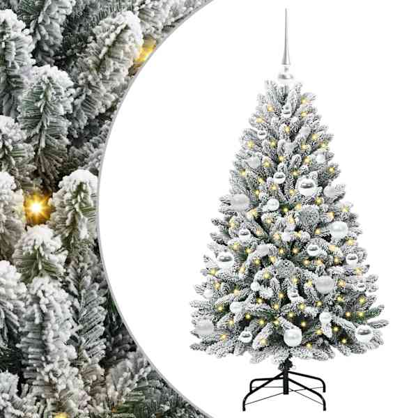 vidaXL Tehisj&otilde;ulupuu 120 cm 150 LED-i Soe valge PVC ja teras