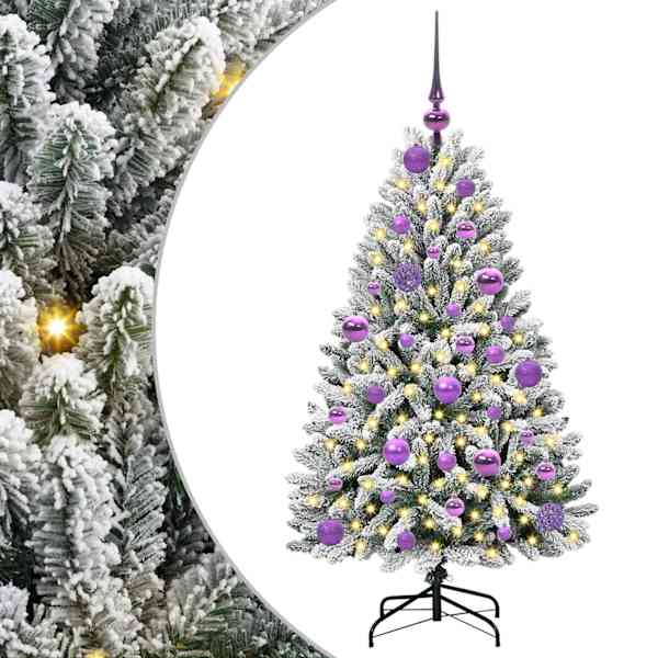 vidaXL Tehisj&otilde;ulupuu 120 cm 150 LED-i Soe valge PVC ja teras