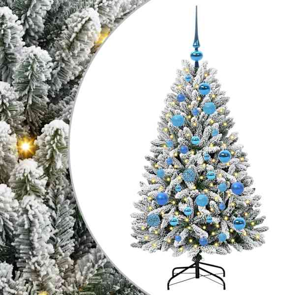 vidaXL Tehisj&otilde;ulupuu 120 cm 150 LED-i Soe valge PVC ja teras