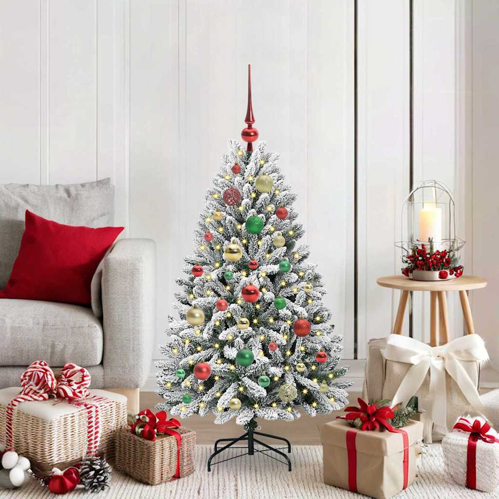 Sapin de Noël artificiel Vert et blanc 120 cm PVC et métal