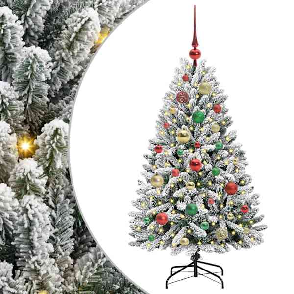vidaXL Tehisj&otilde;ulupuu 120 cm 150 LED-i Soe valge PVC ja teras