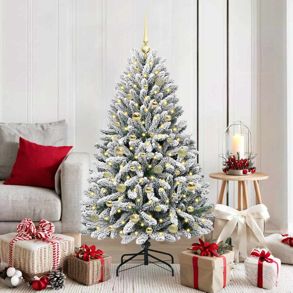 Sapin de Noël artificiel Vert et blanc 150 cm PVC et métal