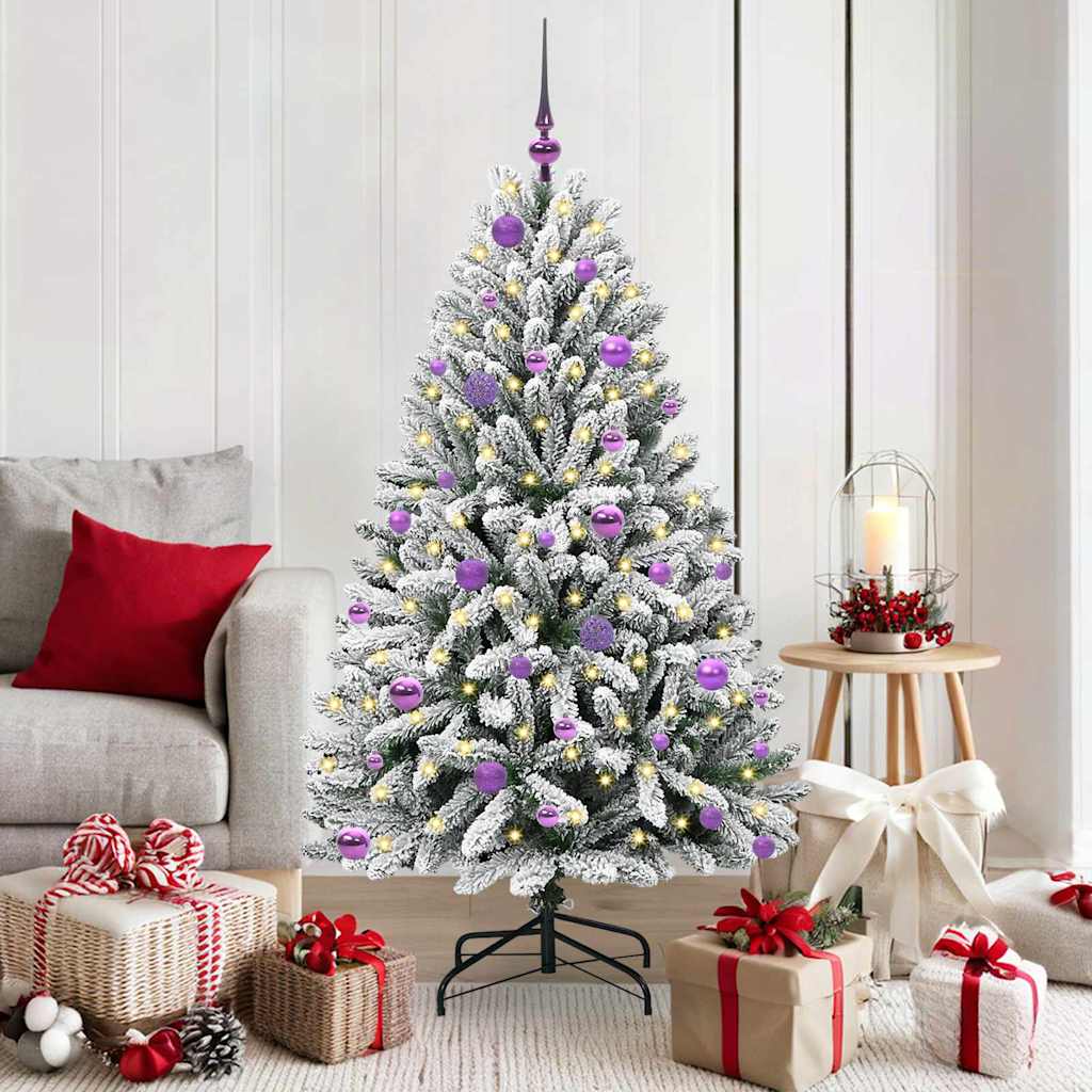Sapin de Noël artificiel Vert et blanc 150 cm PVC et métal