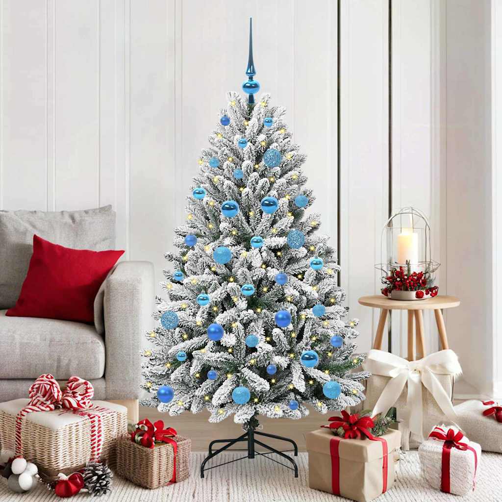Sapin de Noël artificiel Vert et blanc 150 cm PVC et métal