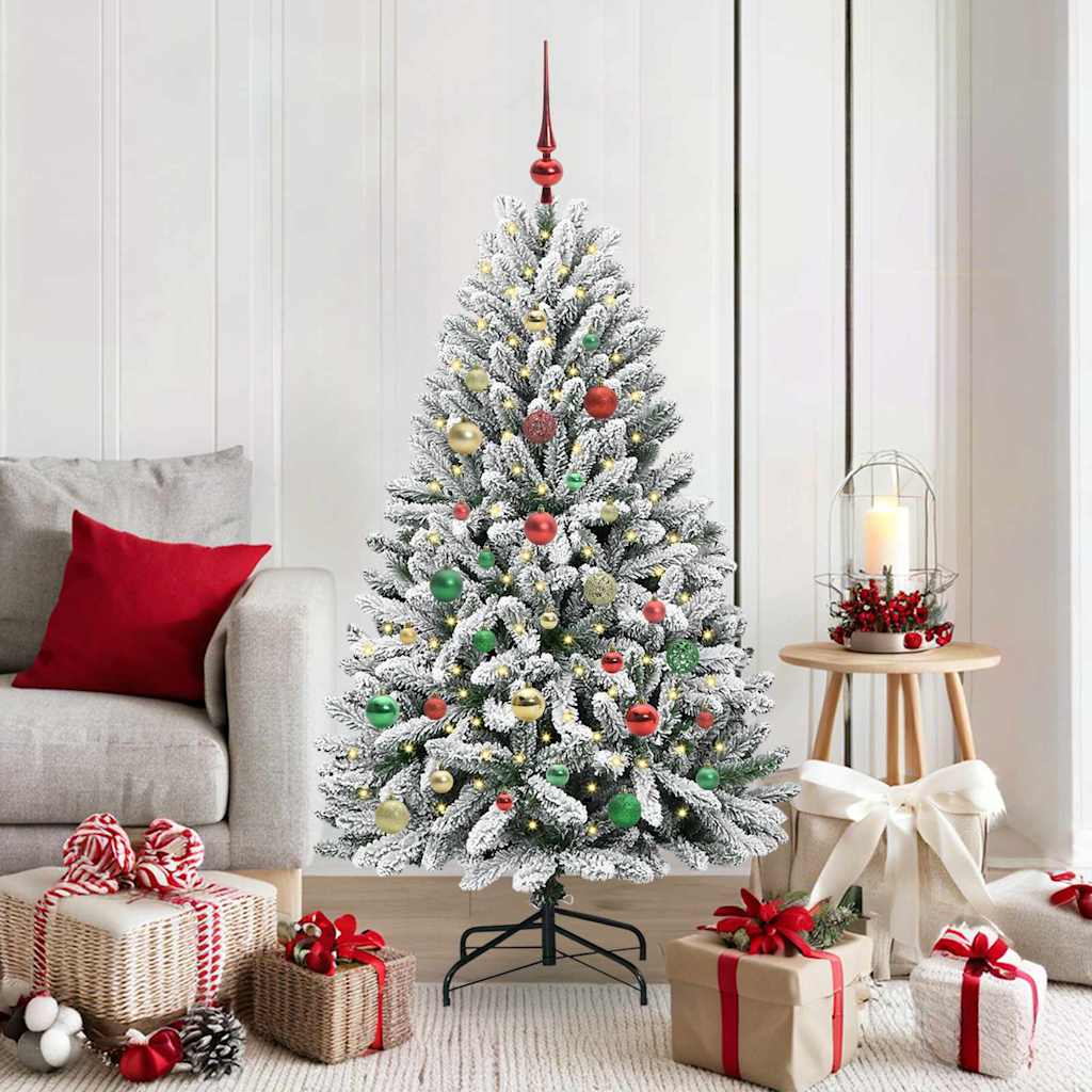 Sapin de Noël artificiel Vert et blanc 150 cm PVC et métal