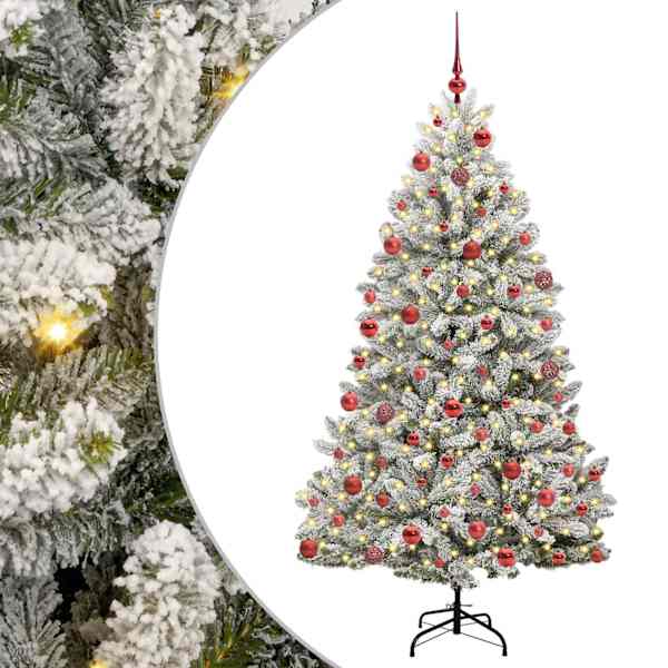 vidaXL Tehisj&otilde;ulupuu 180 cm 300 LED-i Soe valge PVC ja teras