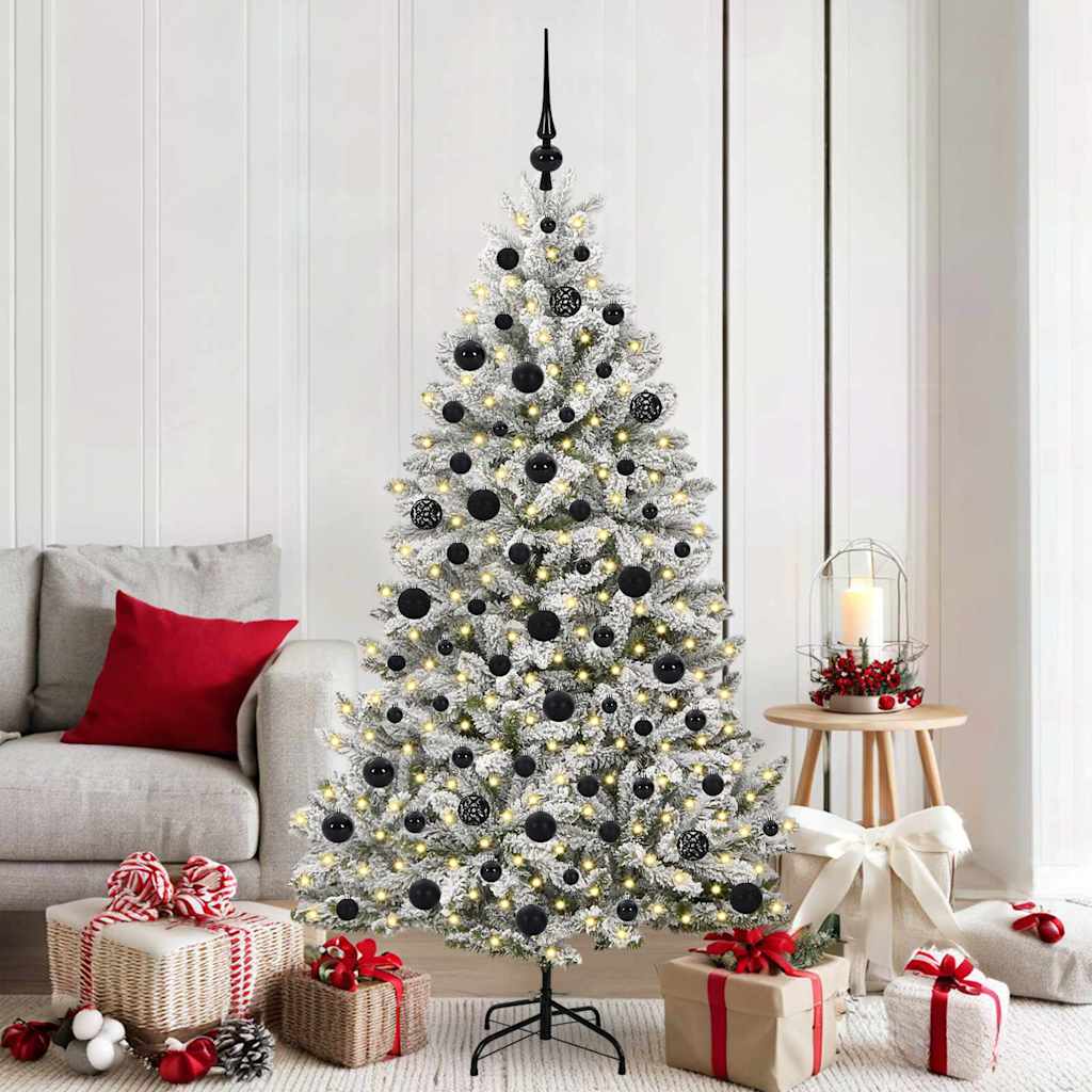 Sapin de Noël artificiel Vert et blanc 180 cm PVC et métal