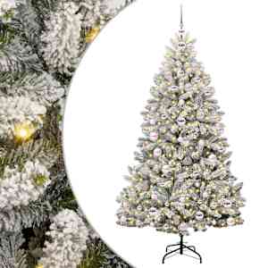 vidaXL Tehisj&otilde;ulupuu 180 cm 300 LED-i Soe valge PVC ja teras