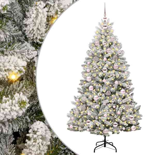 vidaXL Tehisj&otilde;ulupuu 180 cm 300 LED-i Soe valge PVC ja teras