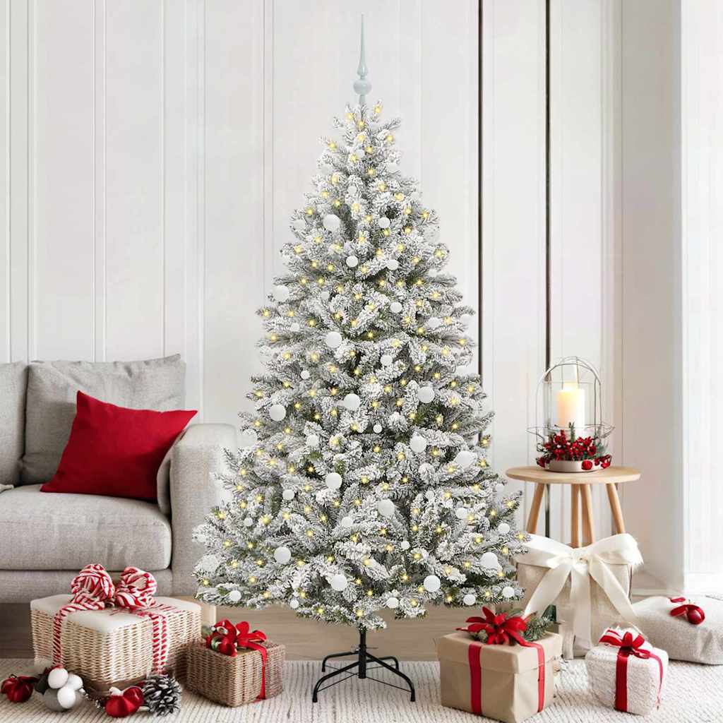 Sapin de Noël artificiel Vert et blanc 180 cm PVC et métal