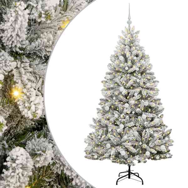 vidaXL Tehisj&otilde;ulupuu 180 cm 300 LED-i Soe valge PVC ja teras