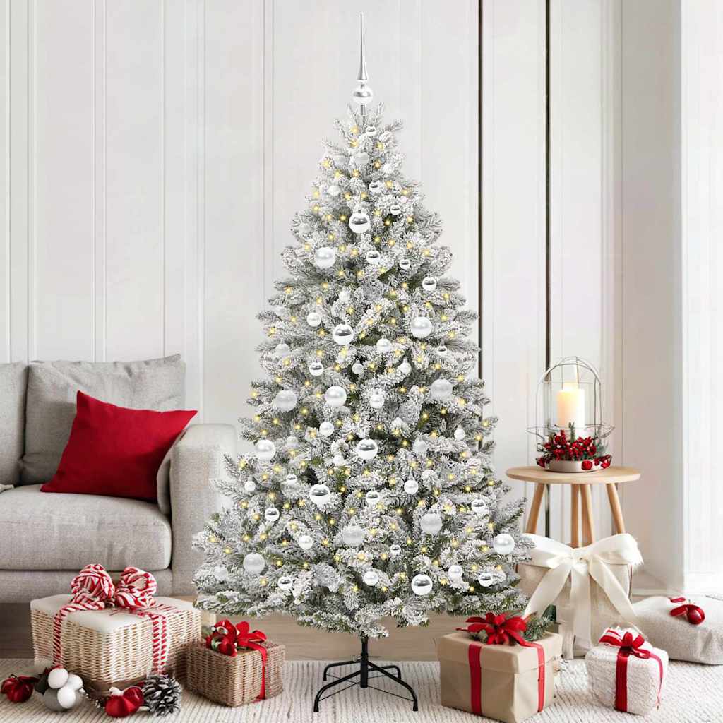 Sapin de Noël artificiel Vert et blanc 180 cm PVC et métal