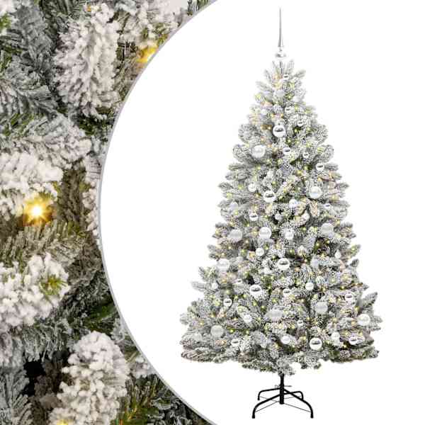 vidaXL Tehisj&otilde;ulupuu 180 cm 300 LED-i Soe valge PVC ja teras
