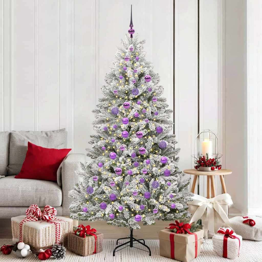Sapin de Noël artificiel Vert et blanc 180 cm PVC et métal