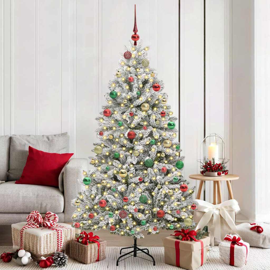 Sapin de Noël artificiel Vert et blanc 180 cm PVC et métal