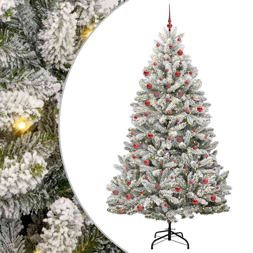 vidaXL Brad de Crăciun artificial Verde și alb 210 cm PVC și Metal