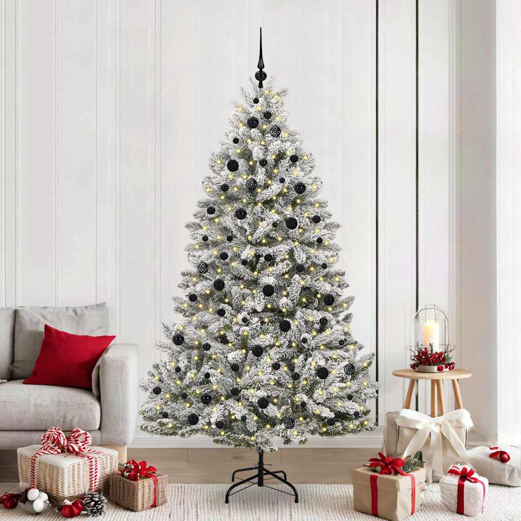 Sapin de Noël artificiel Vert et blanc 210 cm PVC et métal