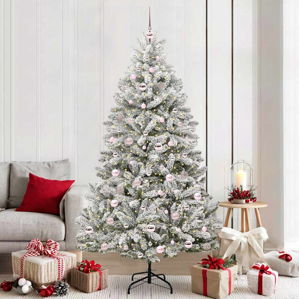 Sapin de Noël artificiel Vert et blanc 210 cm PVC et métal