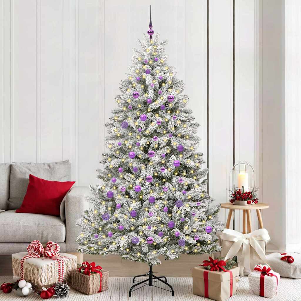 Sapin de Noël artificiel Vert et blanc 210 cm PVC et métal