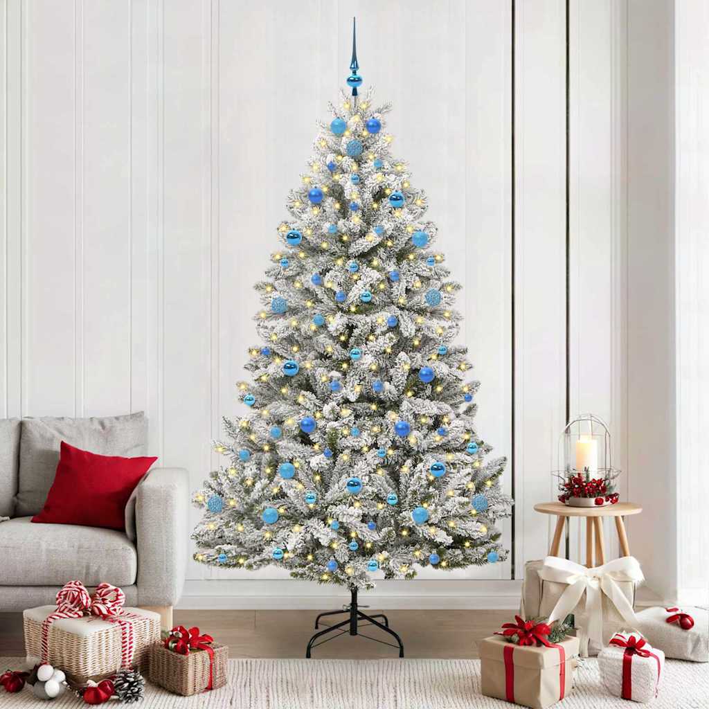 Sapin de Noël artificiel Vert et blanc 210 cm PVC et métal