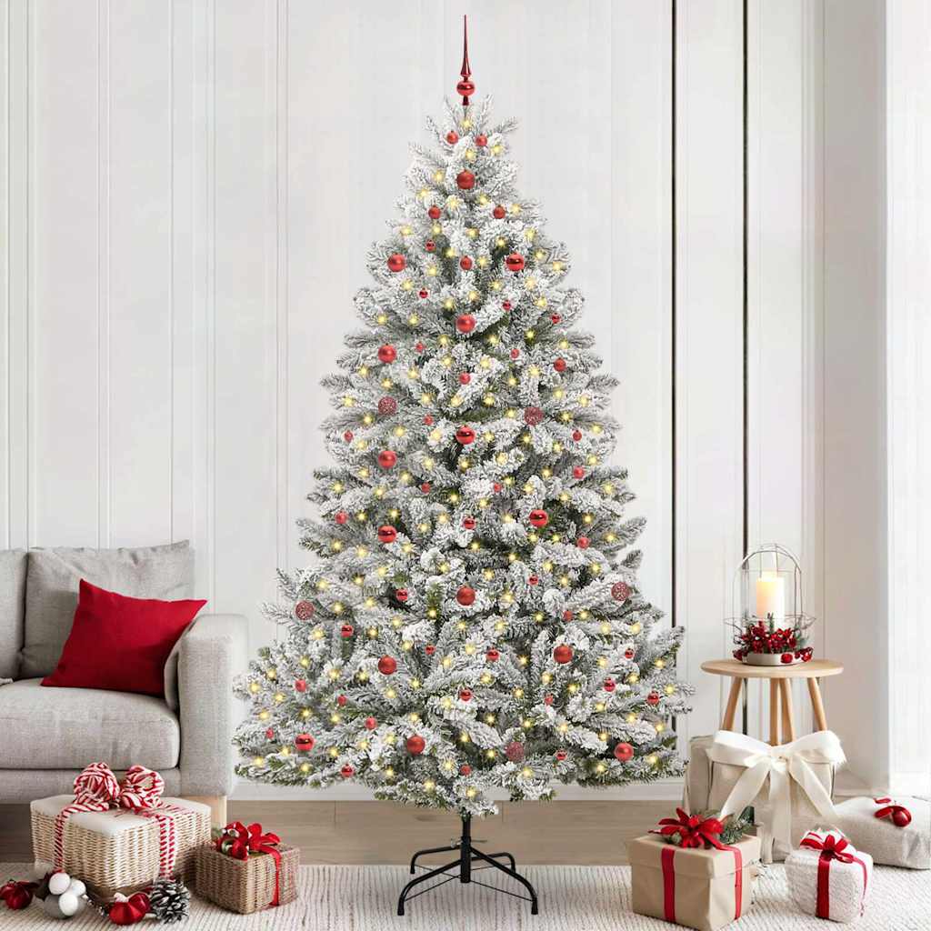 Sapin de Noël artificiel Vert et blanc 240 cm PVC et métal