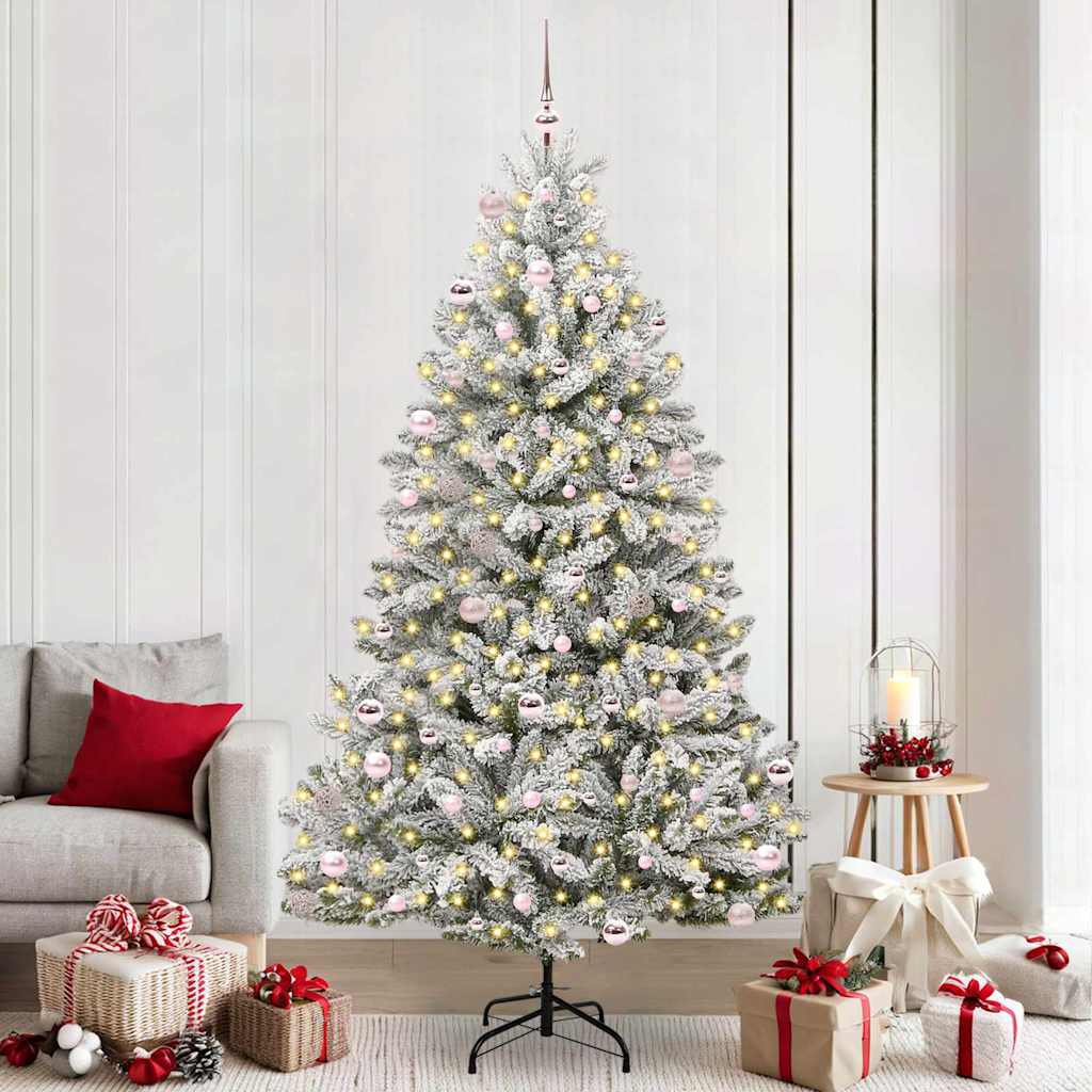 Sapin de Noël artificiel Vert et blanc 240 cm PVC et métal